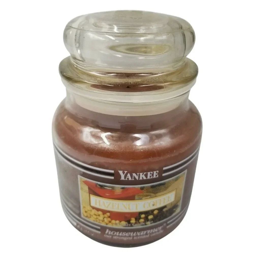 Yankee Candle Retired Black Band Hazelnut Coffee Housewarmer 14.5 oz Jar Rare